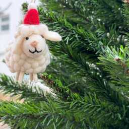Felt Sheep Christmas Ornament - Handmade Wool Tree Decoration - thumbnail 3