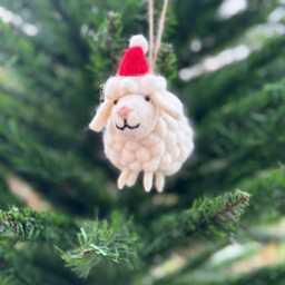 Felt Sheep Christmas Ornament - Handmade Wool Tree Decoration - thumbnail 2