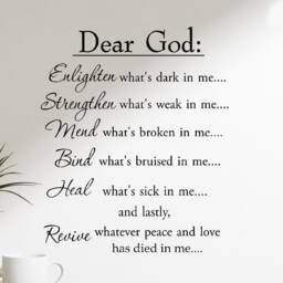 Dear God Enlighten What's Dark in Me Wall Decal Inspirational Words Motivational Saying Quote - Vwaq - thumbnail 1