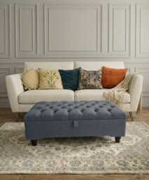 Chesterfield Ottoman Storage Box - Plush Velvet Tufted Footstool, Blanket Chest - thumbnail 1