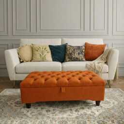 Chesterfield Ottoman Storage Box - Plush Velvet Tufted Footstool, Blanket Chest - thumbnail 2
