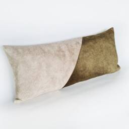 Color Block Velvet Pillow Cover Olive Green & Ecru Accent - thumbnail 2