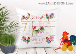 Year Of The Rooster Pillow-Baby Pillow-Birth Announcement-Nursery Decor-Baby Pillow-Keepsake Pillow-Personalized Pillow-New Baby-Birth Stats