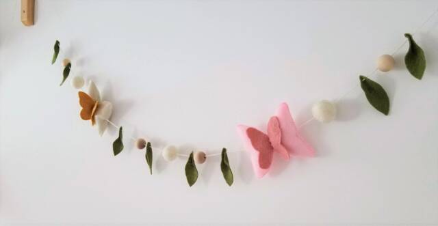 Felt Butterfly Garland Handmade Nursery Wall Decor - image 1