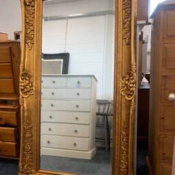 Large Mirror French Baroque Antique Ornate Painted Gold Leaf Stencilled - thumbnail 2