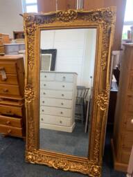 Large Mirror French Baroque Antique Ornate Painted Gold Leaf Stencilled - thumbnail 1