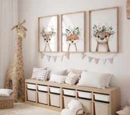 Woodland Nursery Prints, Decor, Wall Art, Set Of 3 Animals - thumbnail 1