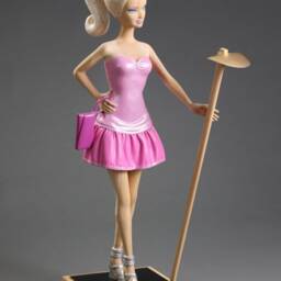 Origininal Woodsculpture// Pop Art Style, Contemporary Art, Barbie, Figurative Blonde Beauty - thumbnail 3
