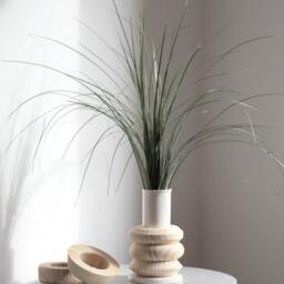 Vase Baby. Handmade White Ceramic Vase & Combinable Pieces Of Wood 7x7x22cm - thumbnail 3