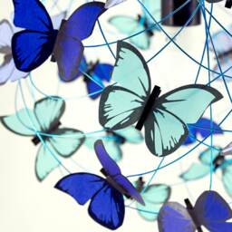 Blue Butterfly Chandelier Whimsical Kids Pendant Light, Sea Colors - thumbnail 2