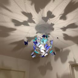 Blue Butterfly Chandelier Whimsical Kids Pendant Light, Sea Colors - thumbnail 3