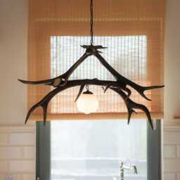 Real Antler Ceiling Light With Shade - thumbnail 1