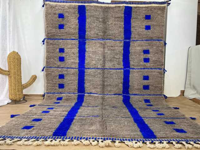 Blue Moroccan Rug 6.7x10 Ft - Beni Ourain Wool Handmade Area Rugs For Living Room Berber Boho - image 1