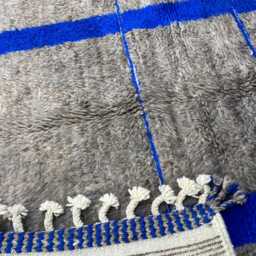 Blue Moroccan Rug 6.7x10 Ft - Beni Ourain Wool Handmade Area Rugs For Living Room Berber Boho - thumbnail 3