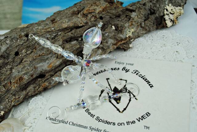 Handmade Swarovski Crystal Clear Ab Suncatcher Dragonfly, Beaded Christmas Gift Dragonfly Ornament Holiday, Great - image 1