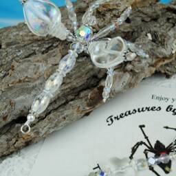 Handmade Swarovski Crystal Clear Ab Suncatcher Dragonfly, Beaded Christmas Gift Dragonfly Ornament Holiday, Great - thumbnail 4