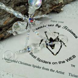 Handmade Swarovski Crystal Clear Ab Suncatcher Dragonfly, Beaded Christmas Gift Dragonfly Ornament Holiday, Great - thumbnail 2