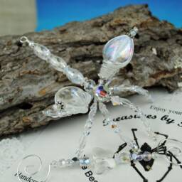 Handmade Swarovski Crystal Clear Ab Suncatcher Dragonfly, Beaded Christmas Gift Dragonfly Ornament Holiday, Great - thumbnail 3