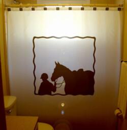 Equestrian Horse Shower Curtain, Polo Player Bathroom Decor - thumbnail 1
