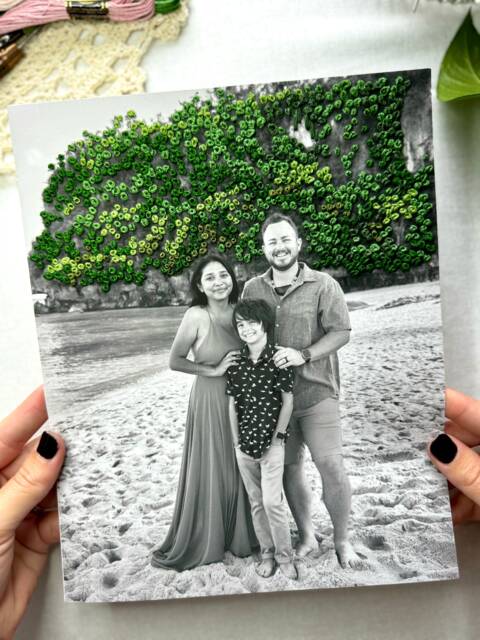 Custom Embroidered Picture, Handmade Cotton Photo Anniversary Gift - image 1