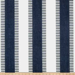 Navy & White Ladder Stripe Cotton Canvas Pillow Cover - thumbnail 3