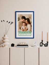 Midnight Blue Slim Brushed Wood Photo Frame Modern Gallery Wall Art Display - thumbnail 1