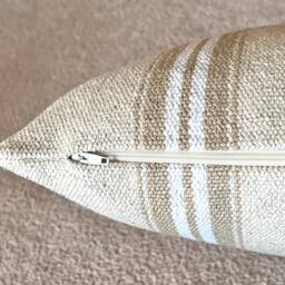 1419. Blanc - Beige Stripe Heavy French Linen Look Cushion Cover, Various Sizes - thumbnail 2