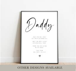 Personalised Fathers Day Print - Family Print Son Daughter Gift For Dad Newborn Baby Wall Art New Poem - thumbnail 1