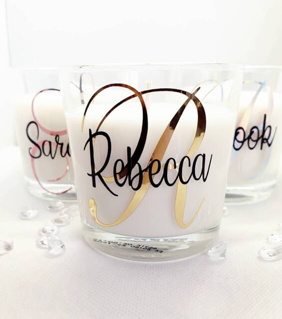 Personalised Initial Scented Candle, Rose Gold, Silver, Iridescent, Monogram Fragrance Birthday, Bridesmaid, Home, Gift For Her - image 1