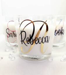 Personalised Initial Scented Candle, Rose Gold, Silver, Iridescent, Monogram Fragrance Birthday, Bridesmaid, Home, Gift For Her - thumbnail 1