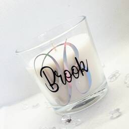 Personalised Initial Scented Candle, Rose Gold, Silver, Iridescent, Monogram Fragrance Birthday, Bridesmaid, Home, Gift For Her - thumbnail 2