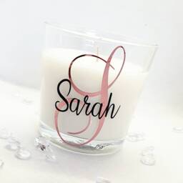 Personalised Initial Scented Candle, Rose Gold, Silver, Iridescent, Monogram Fragrance Birthday, Bridesmaid, Home, Gift For Her - thumbnail 3