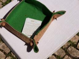 Burel & Cork Leather Catchall Tray. Organizer Made with Fabric From Portugal, Beads Boiled Wool Fabric. Portuguese Crafts & Gifts - thumbnail 1