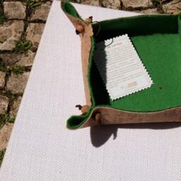 Burel & Cork Leather Catchall Tray. Organizer Made with Fabric From Portugal, Beads Boiled Wool Fabric. Portuguese Crafts & Gifts - thumbnail 2