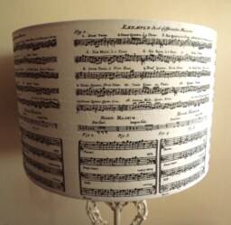 Vintage Music Script Lampshade Black & White Shabby Chic Christmas Xmas Free Gift - thumbnail 1
