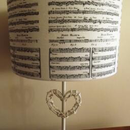 Vintage Music Script Lampshade Black & White Shabby Chic Christmas Xmas Free Gift - thumbnail 2