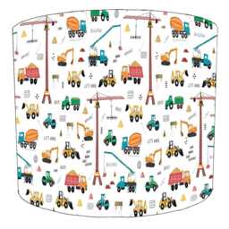 Construction Site Childrens Drum Lampshade For Ceiling Light Pendants Or Table Lamp Bases - thumbnail 4