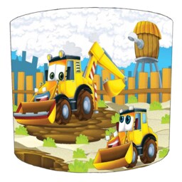Construction Site Childrens Drum Lampshade For Ceiling Light Pendants Or Table Lamp Bases - thumbnail 3