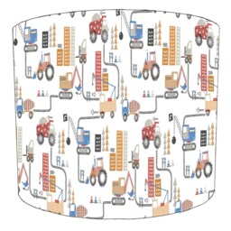 Construction Site Childrens Drum Lampshade For Ceiling Light Pendants Or Table Lamp Bases - thumbnail 2