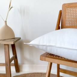 Linen Cushion Cover in Off White, Throw Pillow With Edge, Zipper Cover, Decorative - thumbnail 3