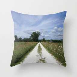 The Road Ahead, Pillow Or Cover , Home Decoration, Blue, Clouds, Landscape, Sky, Vermont, Rustic, Dirt Road, Country Living - thumbnail 1