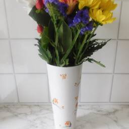 Decoupage Robins Glass Vase White Cylinder Flower Vase, Gift Boxed - thumbnail 3