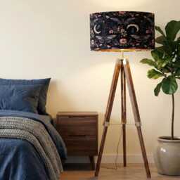Handmade By Order Luxury Butterflies & Plant Moon Pattern On Velvet Black Lamp Shade Pendant Light All Shapes Sizes Availab - thumbnail 2
