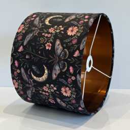 Handmade By Order Luxury Butterflies & Plant Moon Pattern On Velvet Black Lamp Shade Pendant Light All Shapes Sizes Availab - thumbnail 3
