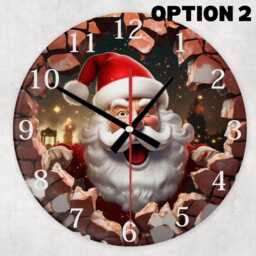 Santa Wall Clock - Glass Christmas - Silent Ticking Funny Holiday Decor 20cm 30cm Sizes - thumbnail 2