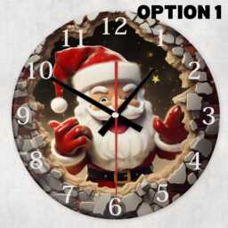 Santa Wall Clock - Glass Christmas - Silent Ticking Funny Holiday Decor 20cm 30cm Sizes - thumbnail 1