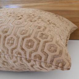 Camel Tan Geometric Chenille Velvet Dots Decorative Pillow Cover - thumbnail 2