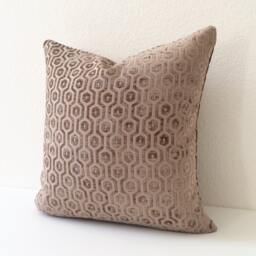 Camel Tan Geometric Chenille Velvet Dots Decorative Pillow Cover - thumbnail 3
