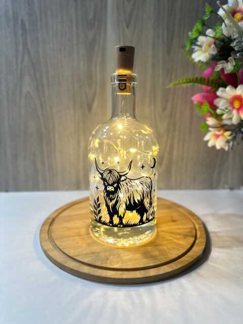 Highland Cow Bottle Lamp, Led String Lights, Decorative Light Up , Home Decor