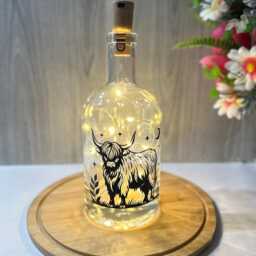 Highland Cow Bottle Lamp, Led String Lights, Decorative Light Up , Home Decor - thumbnail 3